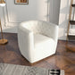 Delaney Tufted Swivel Barrel Chair – Modern Accent Chair (Multiple Colors & Fabrics) in white upholstery, showcasing tufted design.