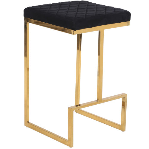 Joel Gold Velvet Bar Stool – Upholstered Backless Counter Stool with Metal Frame (Modern Glam Style) on a golden frame.
