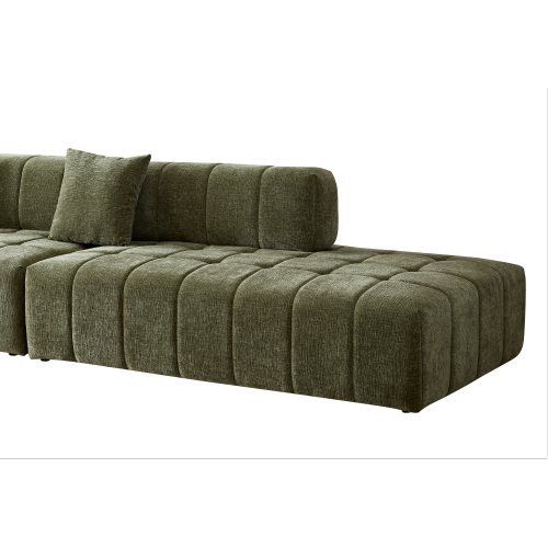 Modern Tufted Modular Sofa 143" – 3-Piece Configurable Sectional Couch (2 Colors) in green plush fabric.