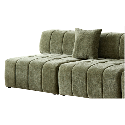 Modern Tufted Modular Sofa 143" – 3-Piece Configurable Sectional Couch (2 Colors) in textured green upholstery.