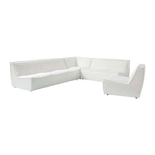 Evelyn Harmony Fabric Corner Sectional Sofa in white, modern design with soft cotton-linen blend upholstery.