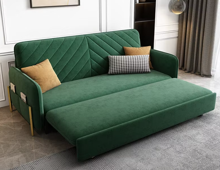 Solene Tech Cloth Sofa Bed – 74.8" Convertible Sleeper with Hidden Storage (2 Colors)