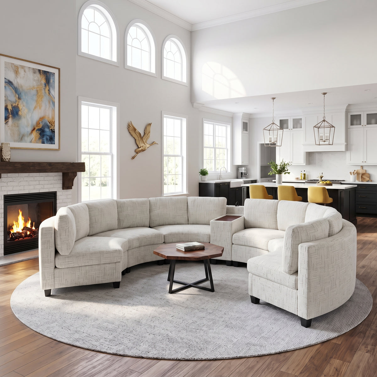 Harlow Curved Modular Sectional - Beige (1)