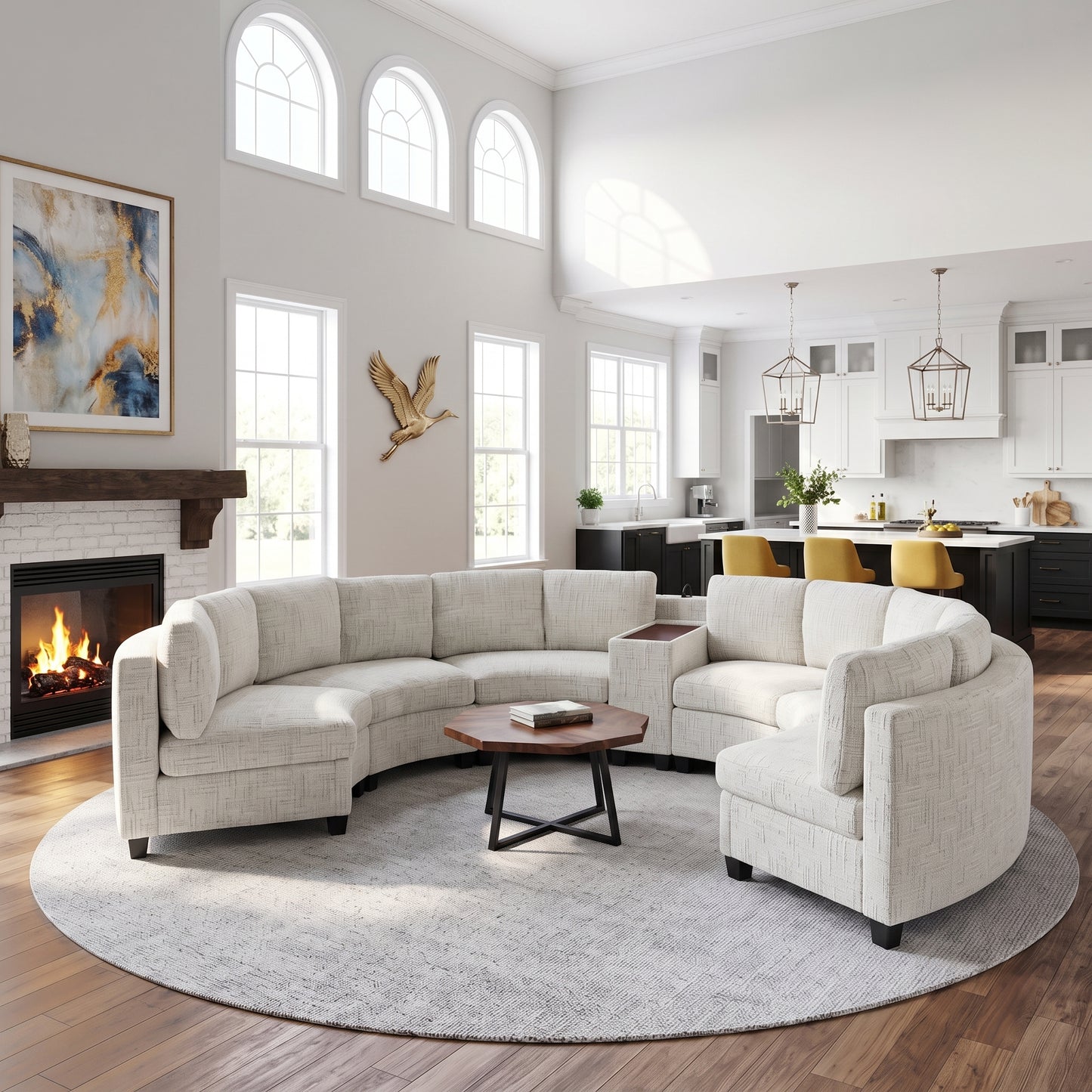Harlow Curved Modular Sectional - Beige (1)