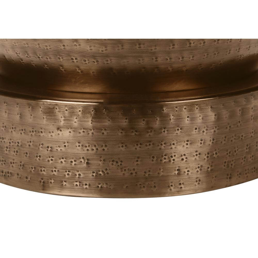 Hammered Metal Round Drum Accent Table 20" – Modern End Table (3 Colors) close-up of texture and finish.