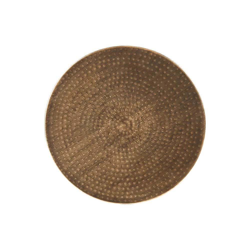 Hammered Metal Round Drum Accent Table 20" – Modern End Table (3 Colors) top view with textured finish.