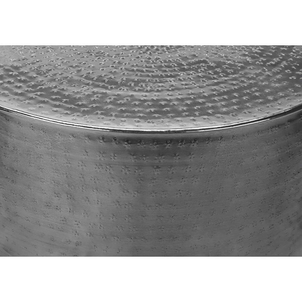 Hammered Metal Round Drum Accent Table 20" – Modern End Table (3 Colors) with a textured surface and sleek design.