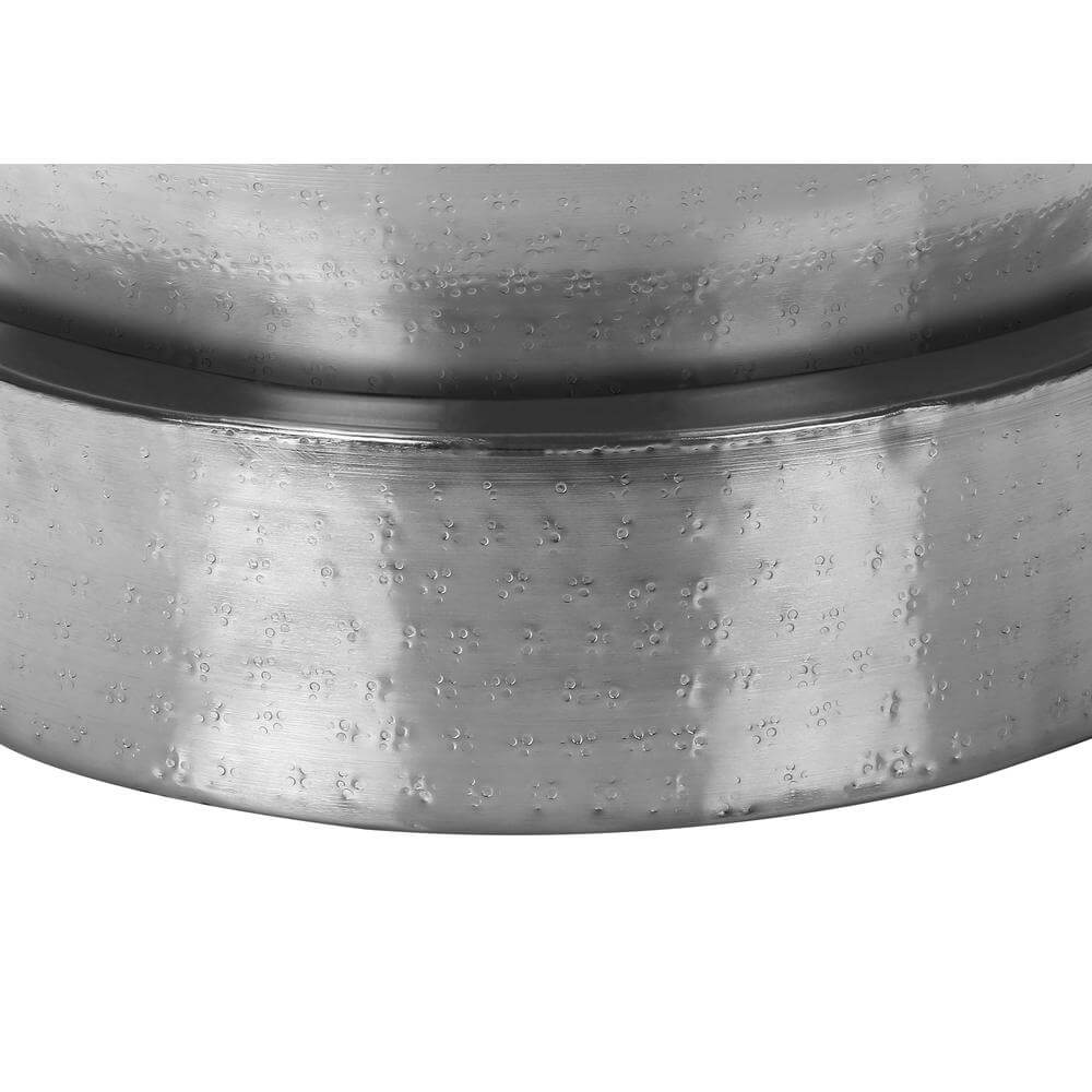 Hammered Metal Round Drum Accent Table 20" – Modern End Table (3 Colors) with bold textured finish.