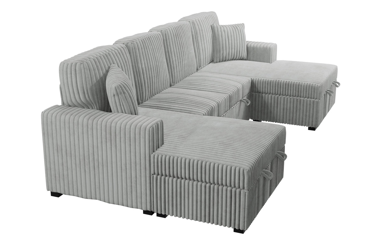 Ash corduroy convertible sectional sleeper sofa
