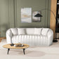 Mid-Century Modern Channel Tufted Boucle Sofa 92" – Markus Cream Boucle Couch