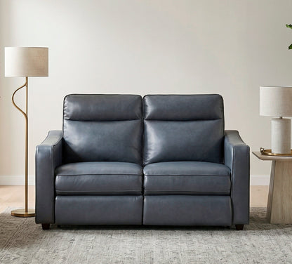 Haddon power reclining loveseat in navy faux leather