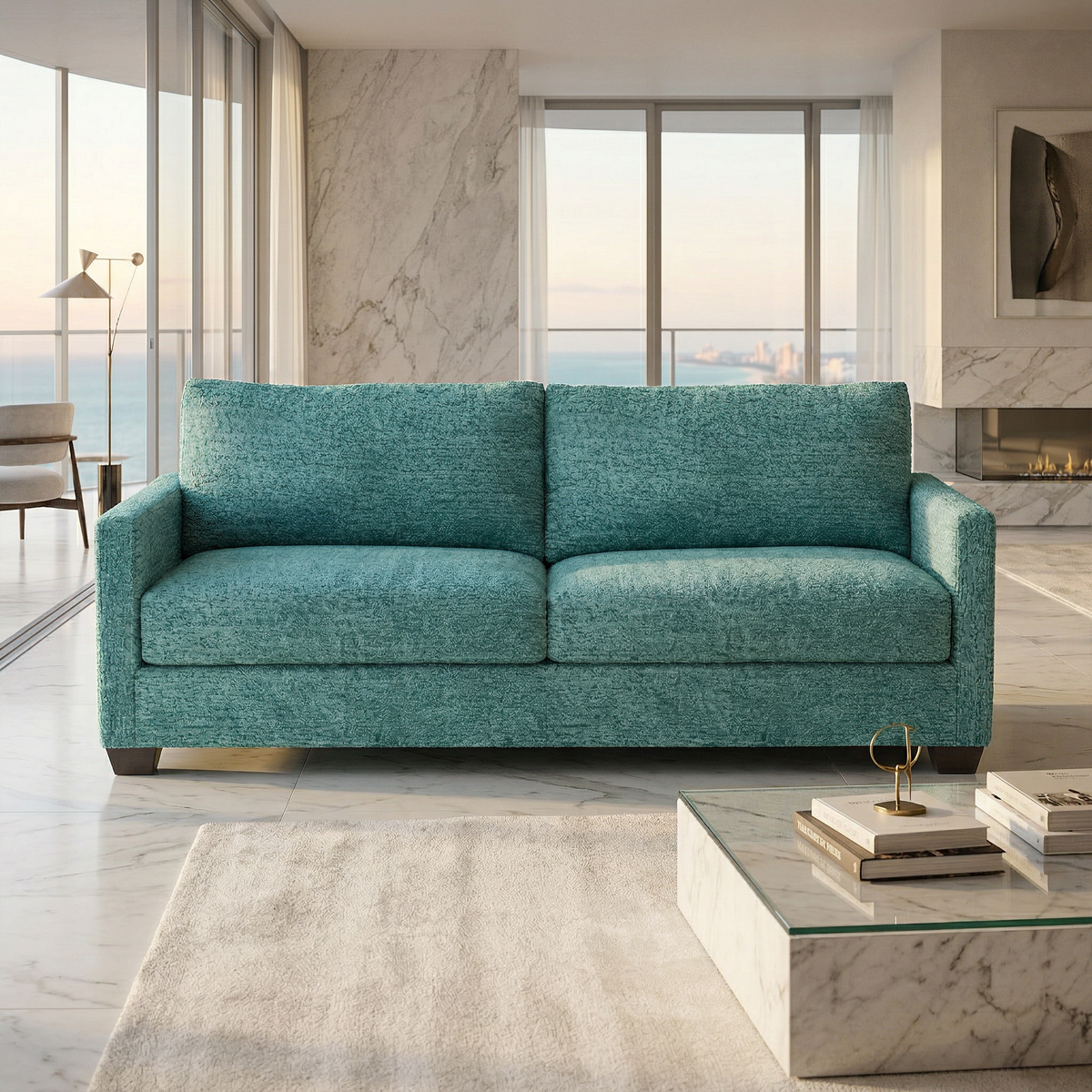 Damon American-Made Sofa – 92" Custom-Fabric Sofa - Hepburn Emerald - Fabric (2)