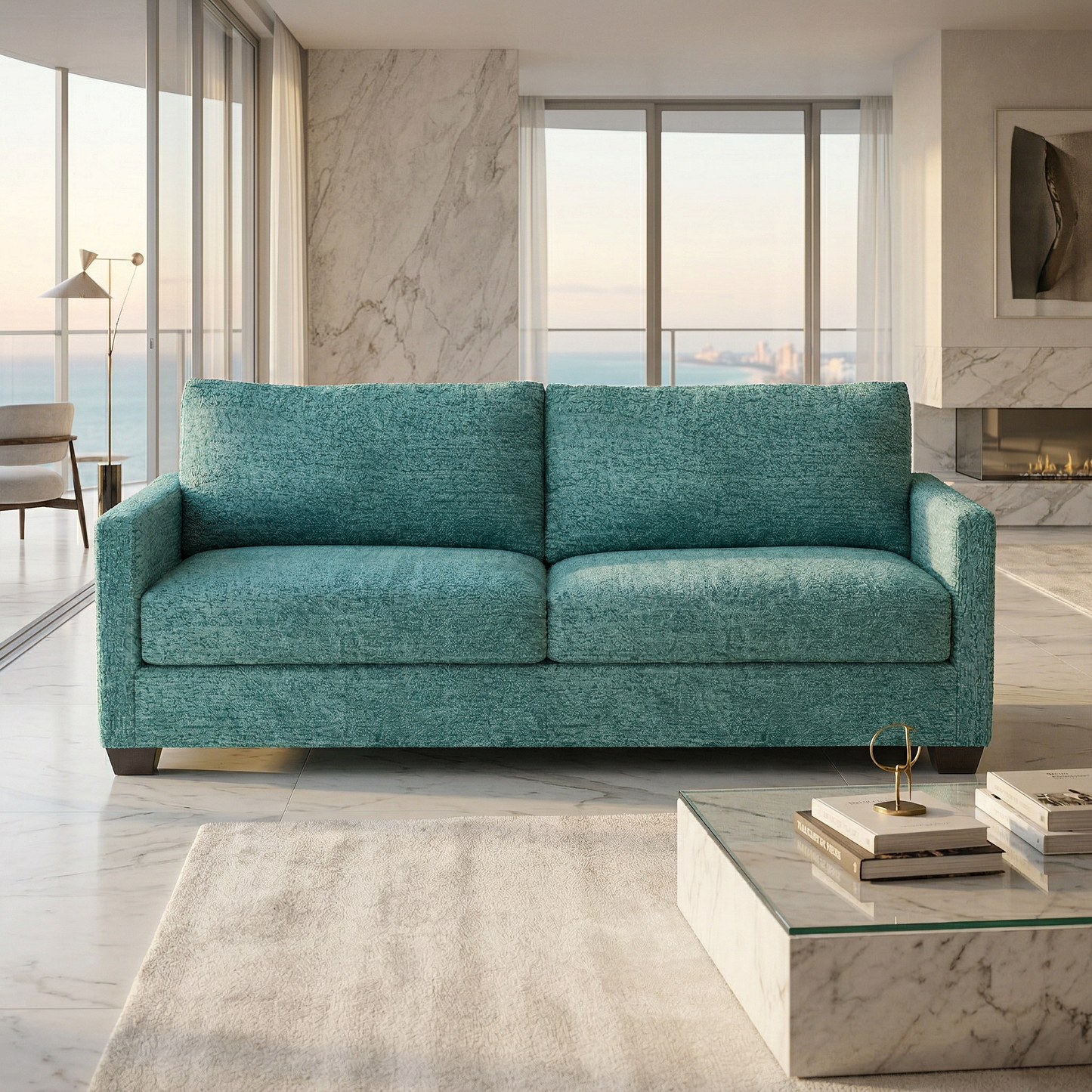 Damon American-Made Sofa – 92" Custom-Fabric Sofa - Hepburn Emerald - Fabric (2)