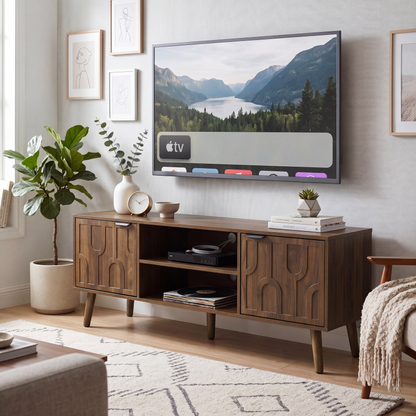 Crayford Walnut TV Stand – 47" Mid-Century Media Console with Paperclip Legs
