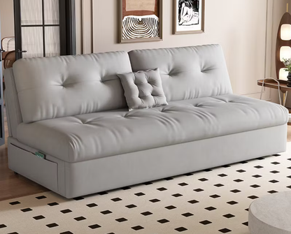 Stanton Grey Velvet Sofa Bed – 71" Foldable Convertible Sofa Bed with Storage