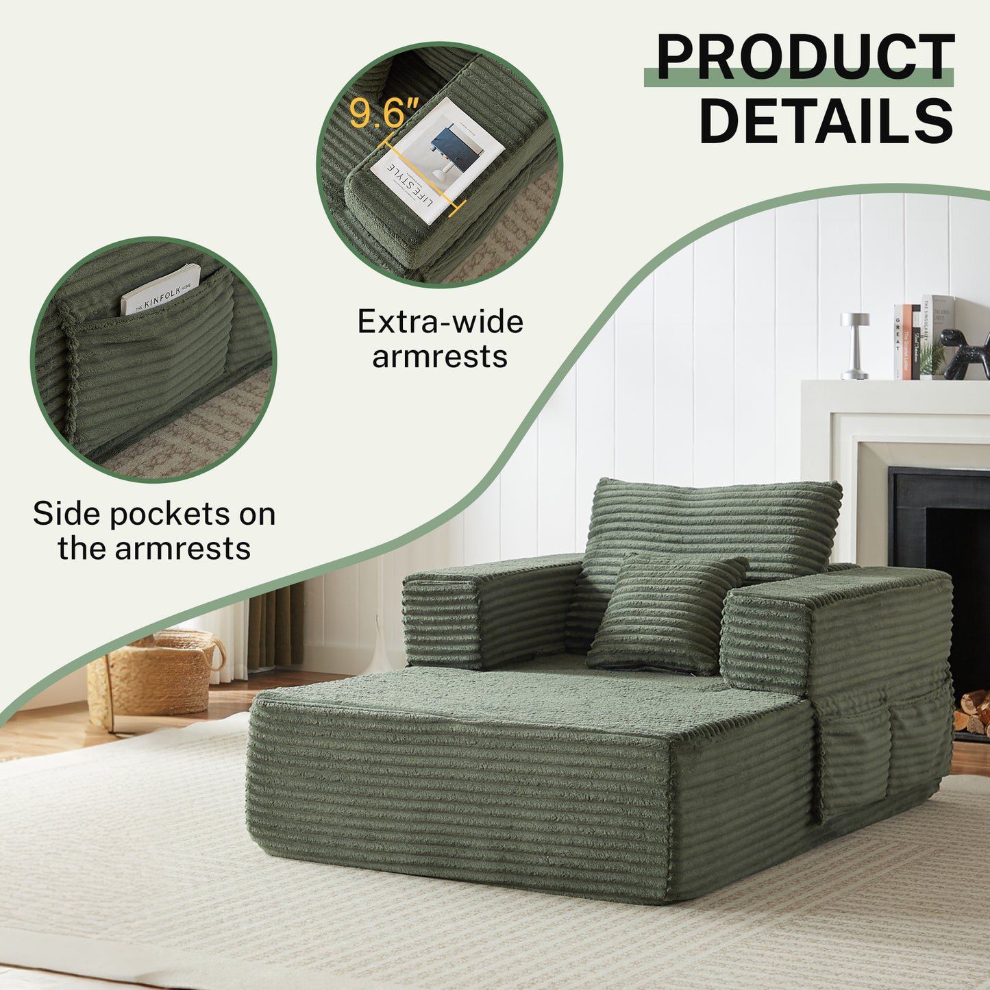 Sorrel U-Shaped Modular Sofa - Green (11)