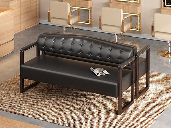 Ludlow Button-Tufted Faux Leather Bench Set