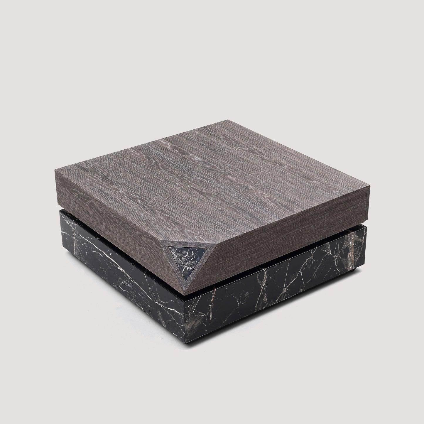 Orin Marble-Look Coffee Table – 31.5" Square with Swivel Tier and Drawer
