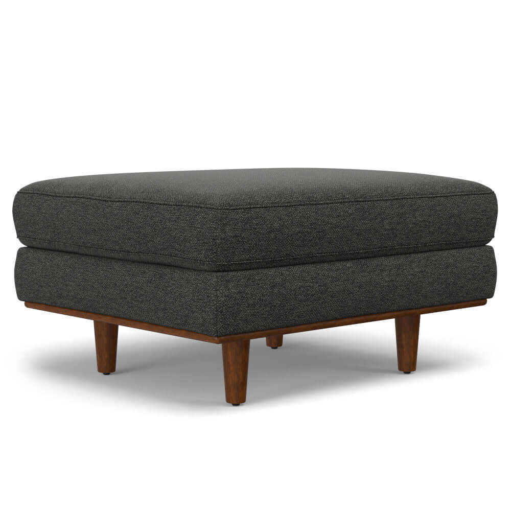 Morrison MCM Fabric Loveseat Sofa 72" – Modern Mid-Century Compact Loveseat (2 Colors) footstool with wooden legs.