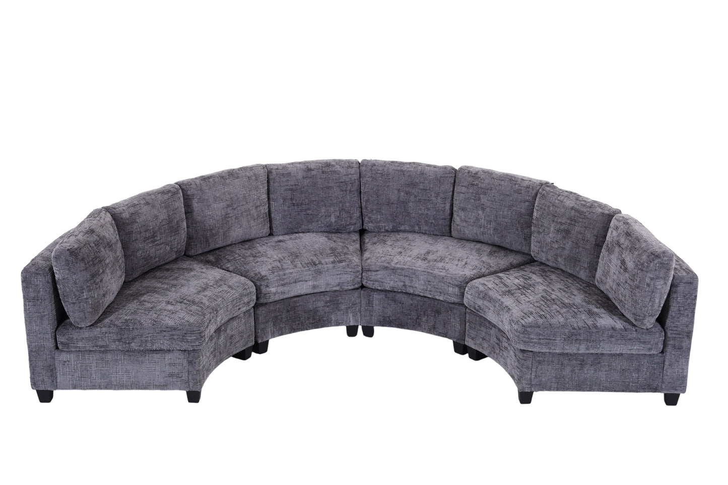 Rosalind Chenille Curved Modular Sectional – 4-Seat Sofa - Dark Gray (10)