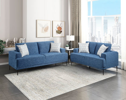 Dorset Blue Chenille Sofa & Loveseat Set – 83" Sofa and 63.5" Loveseat, 2-Piece