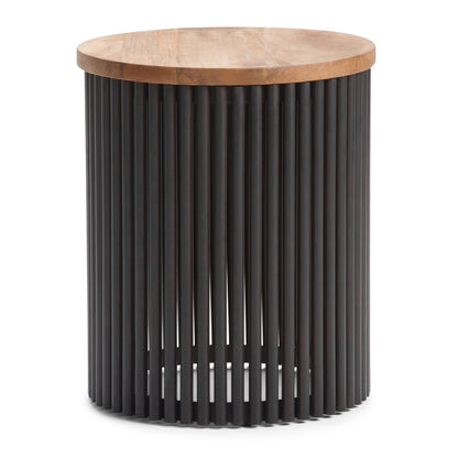 Demy Black Wood Accent Table – 17.5" Round Accent Table