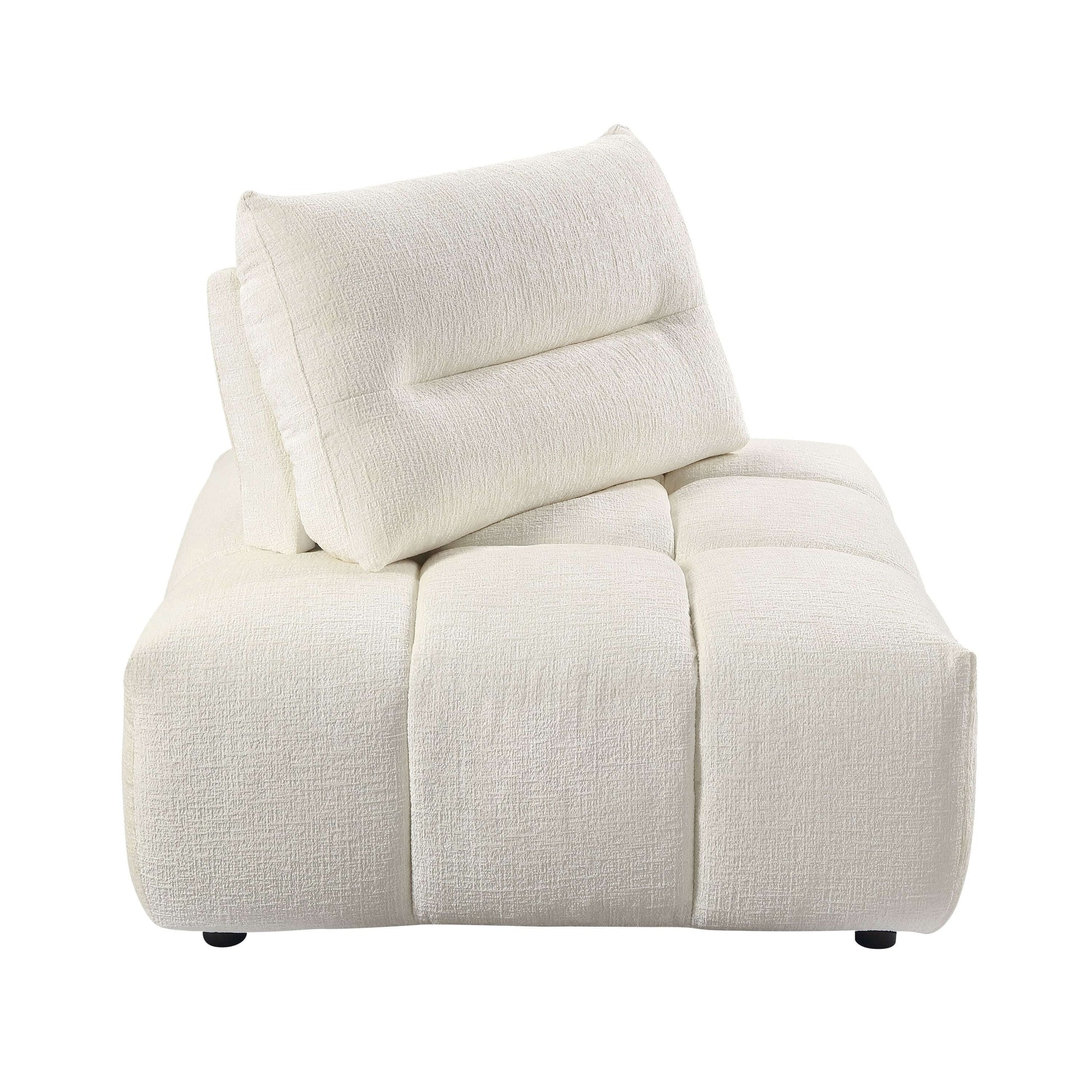 Beige Modular Sectional with Chaise & Ottoman featuring adjustable back for comfort and modern design.