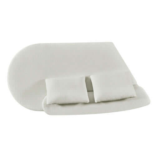 Modern Low Profile Modular Curved Foam Sofa 116' (4 Colors) with white curved cushions.