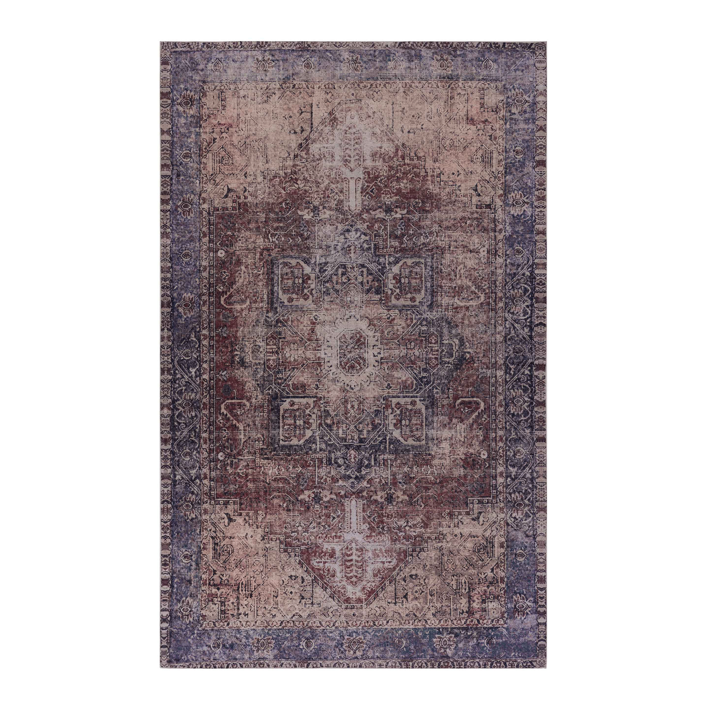 Maval Burgundy Polyester Area Rug – 96" Area Rug