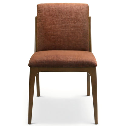 Grivelle Orange Fabric Dining Chair – 33.3" Contemporary Walnut-Base Dining Chairs (Set of 2)