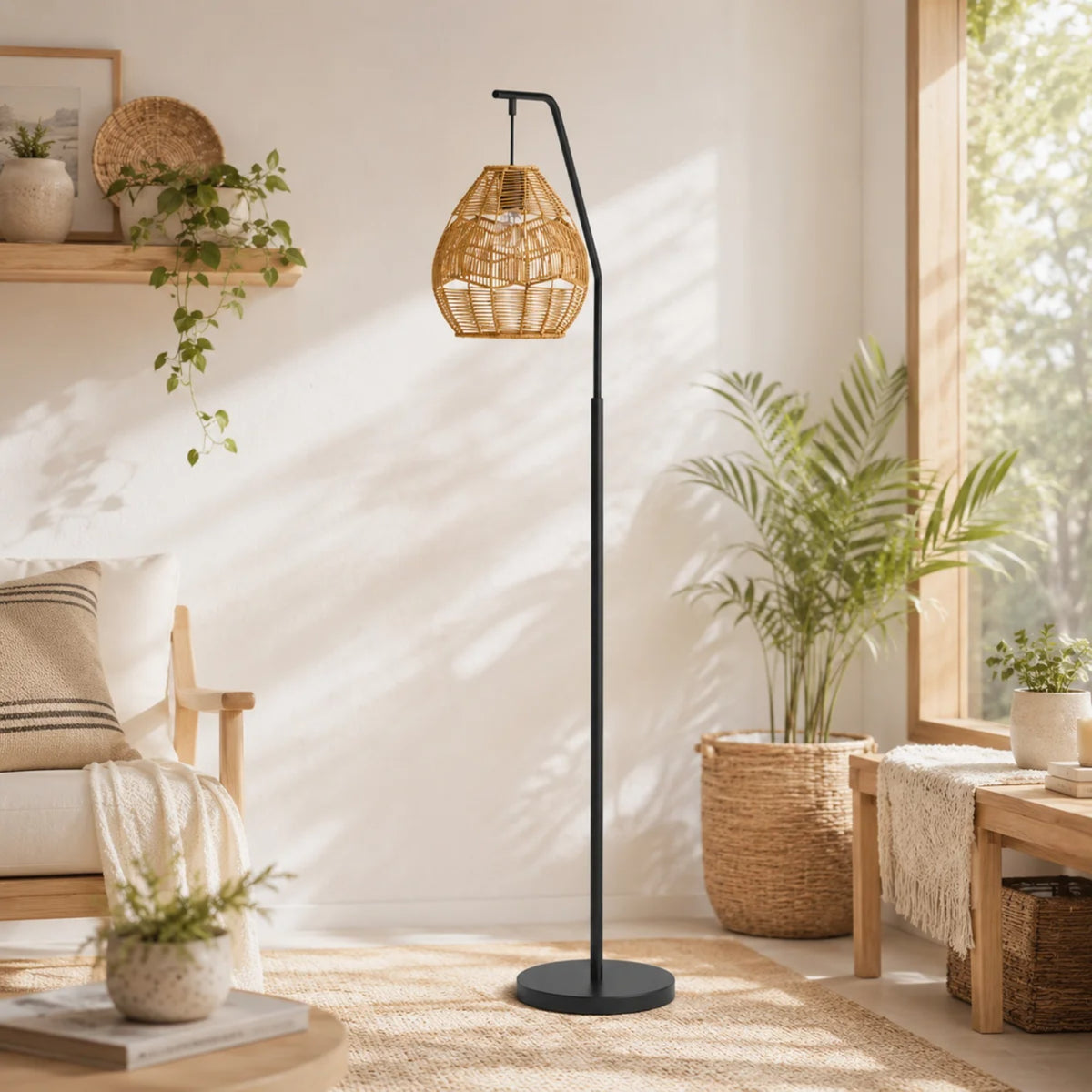 Ferris Rattan Arc Floor Lamp