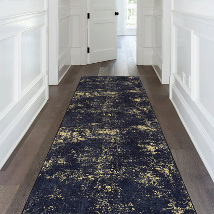 Wynter Black & Gold Polyester Area Rug