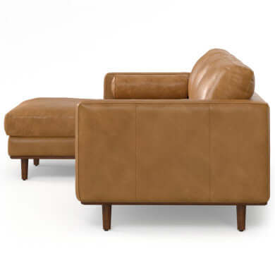 Morrison MCM Genuine Leather Sectional Chaise Sofa 102" – Modern Leather Chaise Sectional (2 Colors) side view.