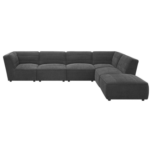 Sunny 6-Piece Modular Sectional Sofa 142" – Upholstered Sectional (2 Colors) in modern gray fabric
