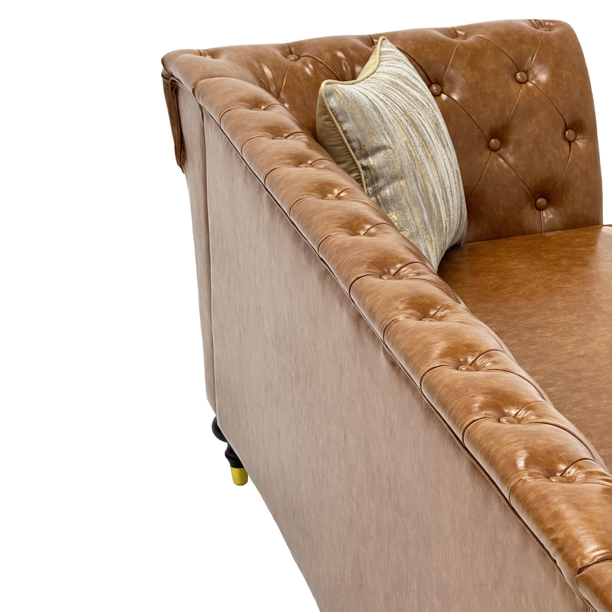Barrington Chesterfield faux leather sofa in light brown