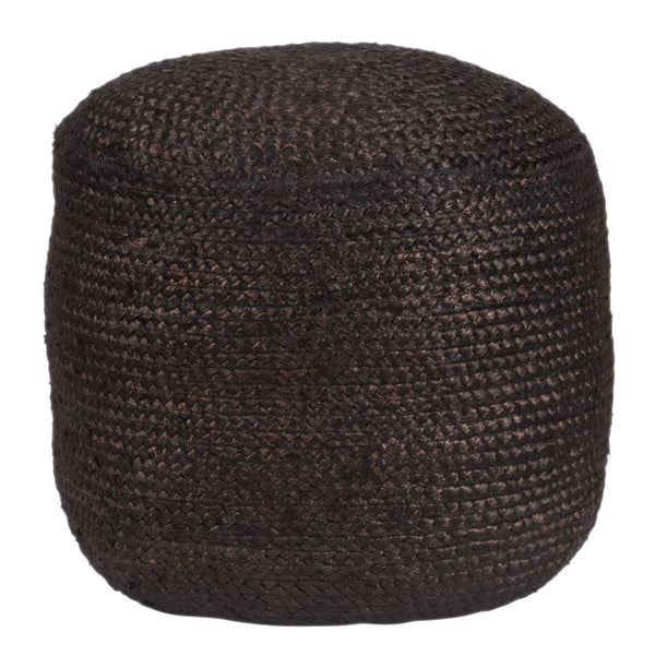 Lillian Boho Chic Round Wicker Ottoman, Black or Natural Colors 18