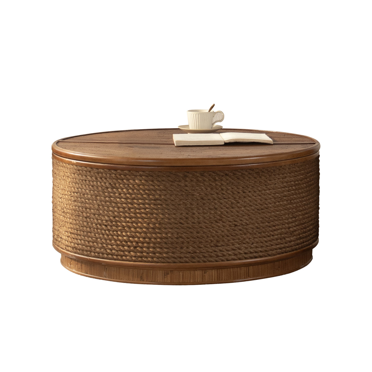 Moray Round Rattan Coffee Table with Lift-Off Storage – Boho-Chic, Small & Large - Large (15)