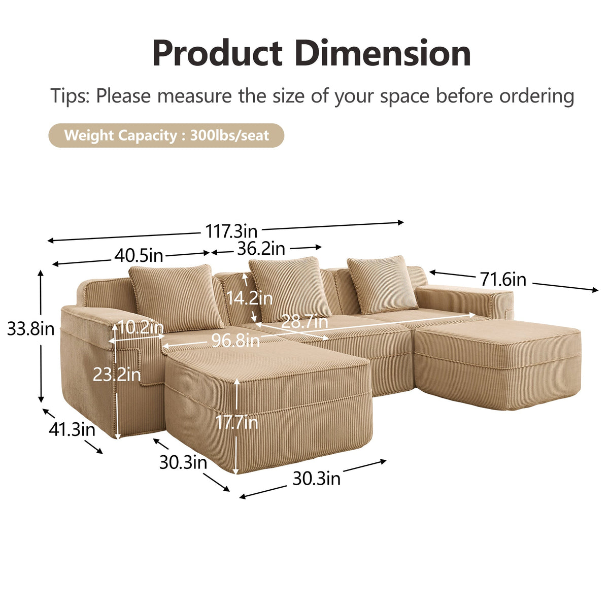 Dorin Corduroy Modular Sectional