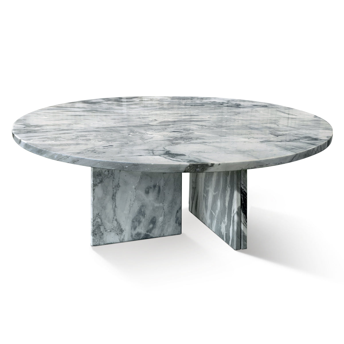 Vesna Marble Round Coffee Table in Blue Gray, 27.6" Round