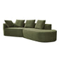 Modern Low Profile Modular Curved Foam Sofa 116' (4 Colors) in green upholstery with plush cushions.