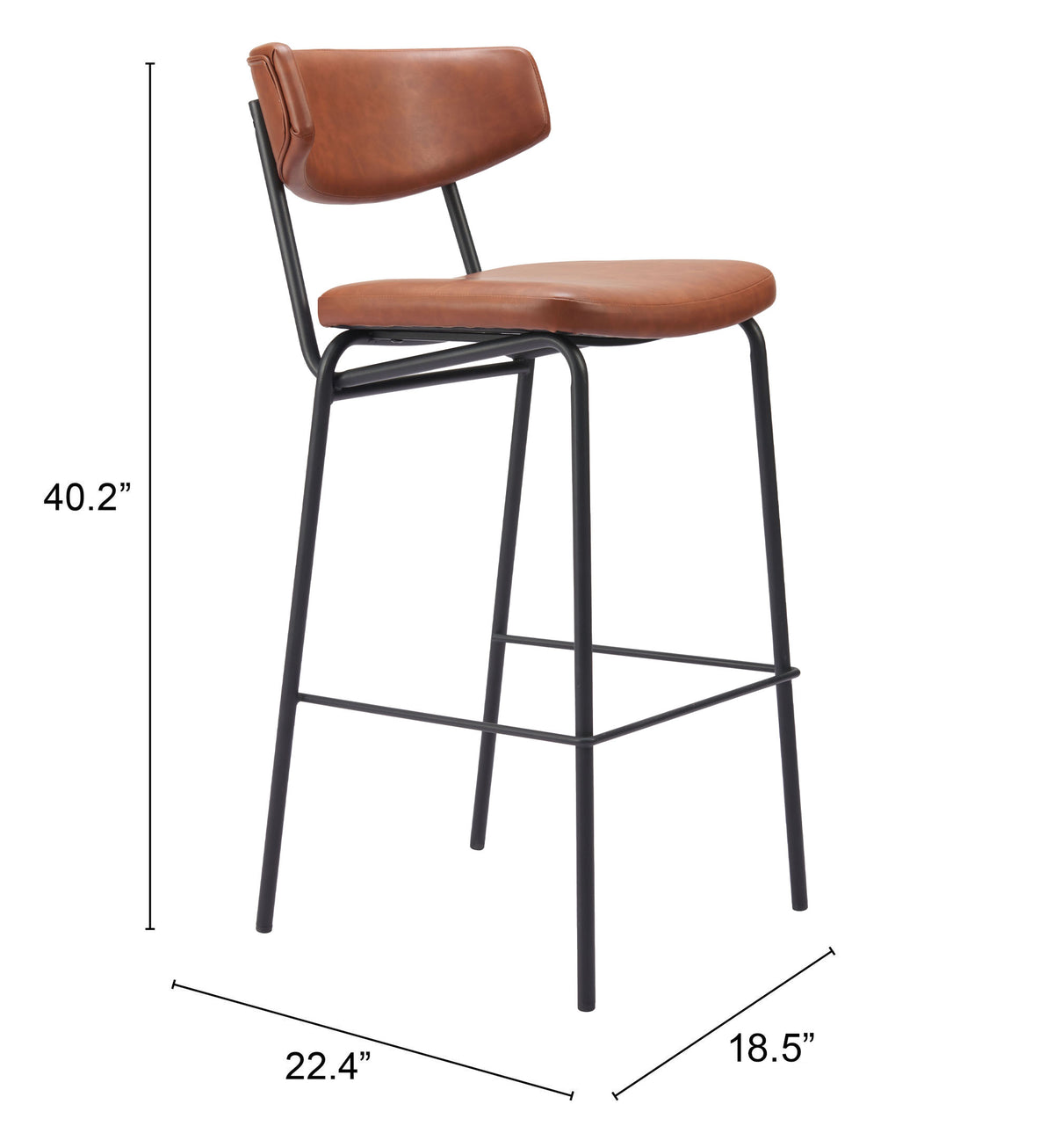 Charon Barstool (Set of 2) in Vintage Brown