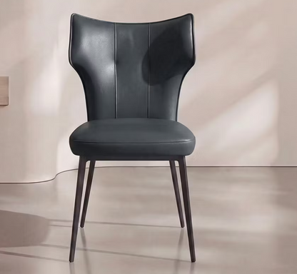 Elden Black Faux Leather Dining Chair – 34" Sculpted High-Back Chair