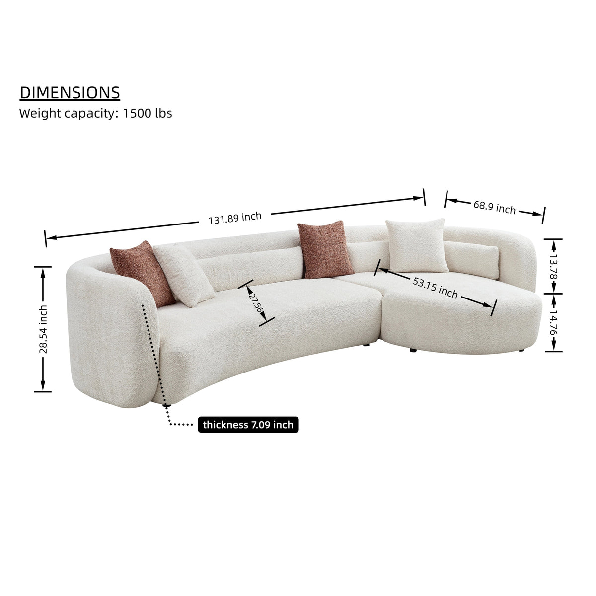 Odile Curved Boucle Sectional