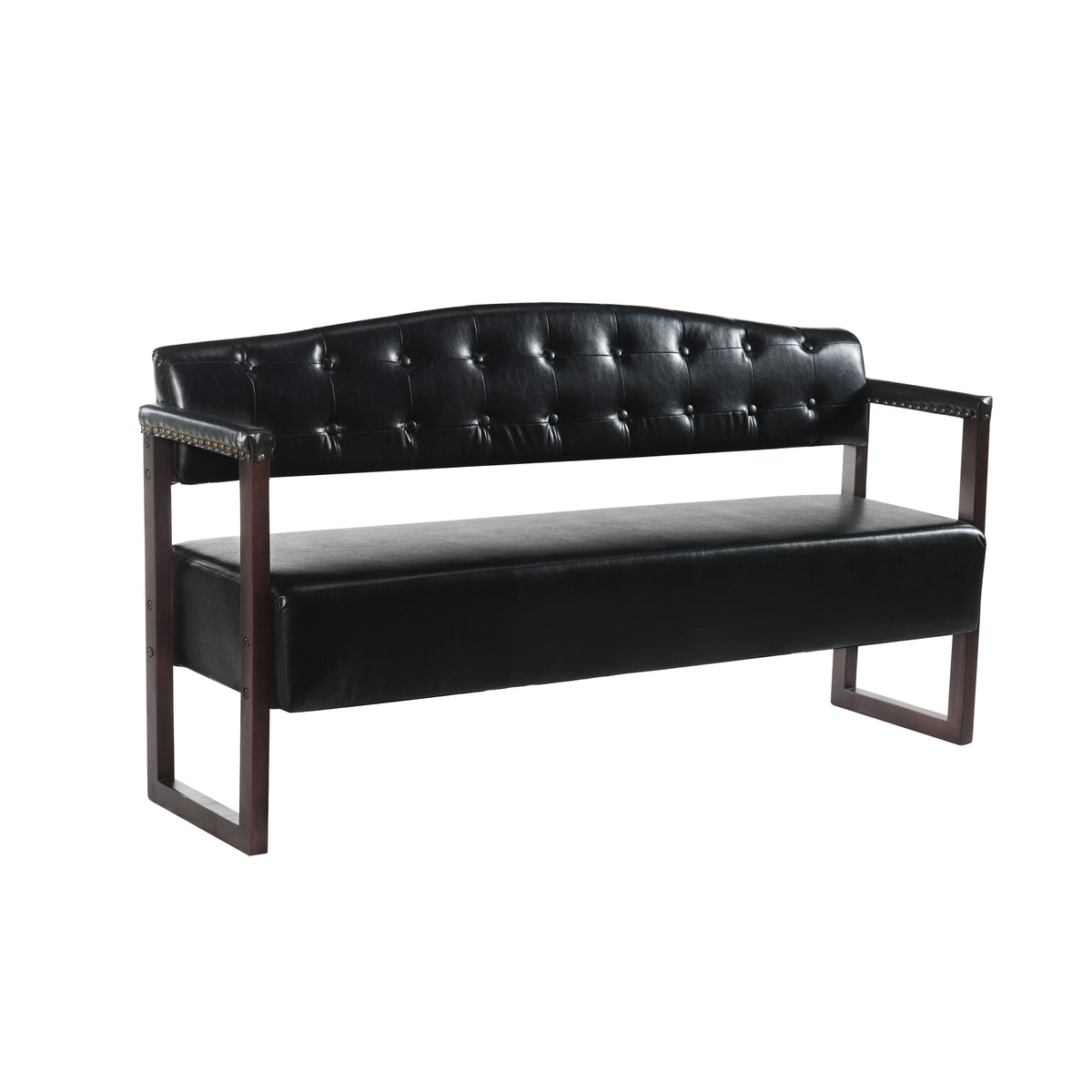 Ludlow Button-Tufted Faux Leather Bench Set