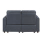 Ardley power reclining sofa, loveseat and chair set in navy faux leather