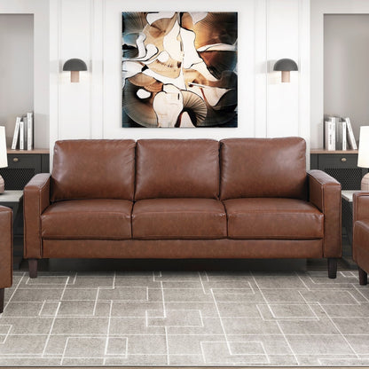 Thayer Faux Leather Sofa in Chocolate