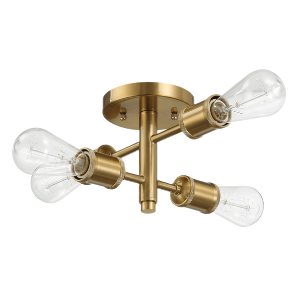 Ephemeral Antique Brass Four-Light Semi Flush Mount – 11