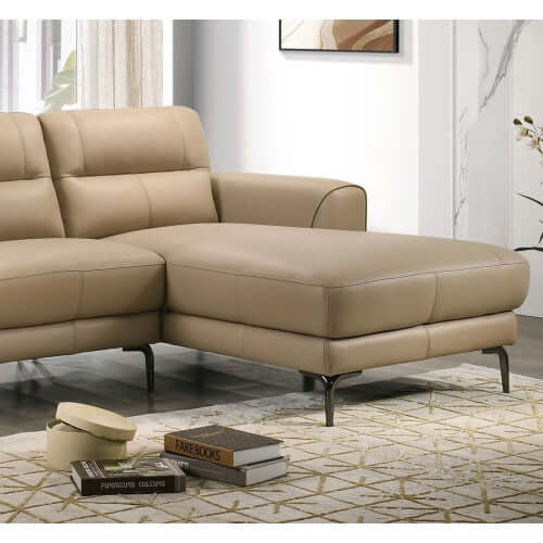 Top Grain Leather Right Facing Chaise Sofa Sectional 94"L
