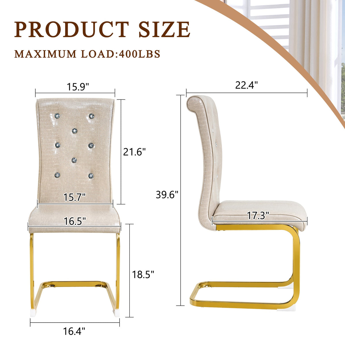 Kinsey Beige, Gold Legs, Set of 4