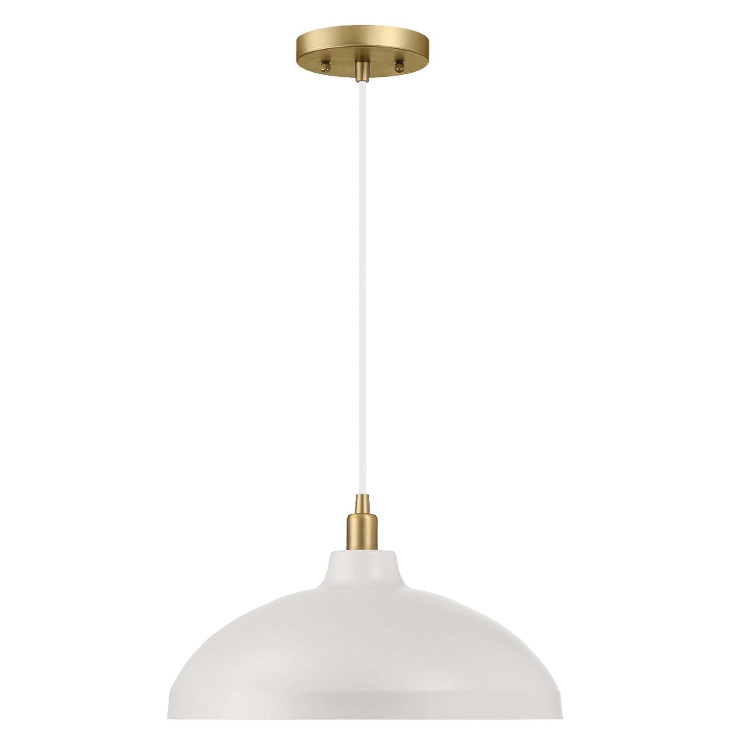 Astral White & Gold Brass Dome Pendant Light – 14" Single-Light Pendant